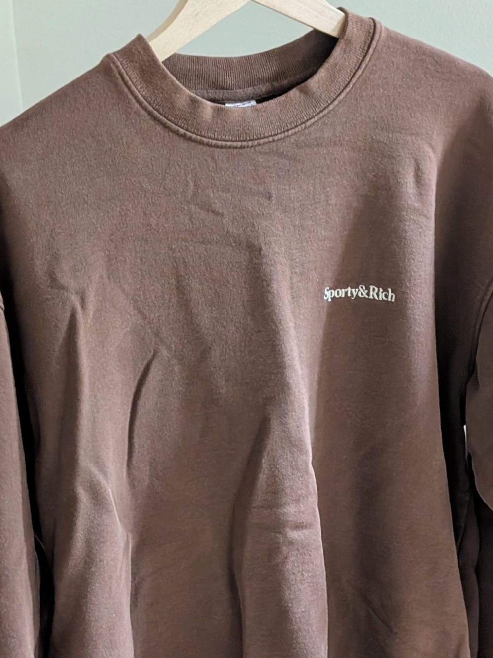 Sporty & Rich Sporty Neutral Graphic Crewneck Sweatshirt In Brown - M - Picture 2 of 6